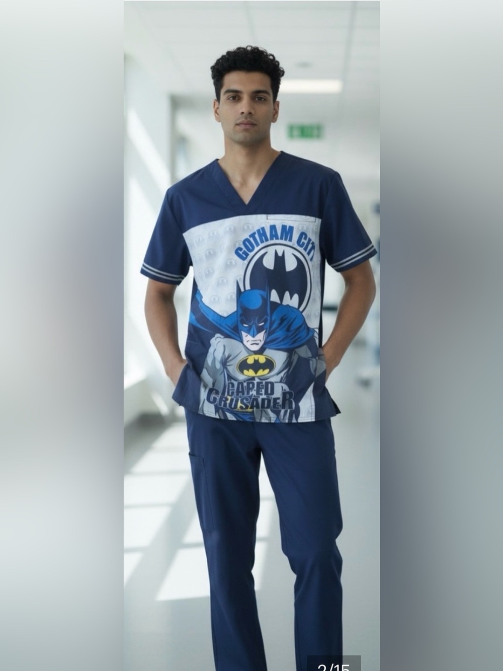 NWT Tooniforms Unisex Batman Gotham City Scrub Top Suze Small
